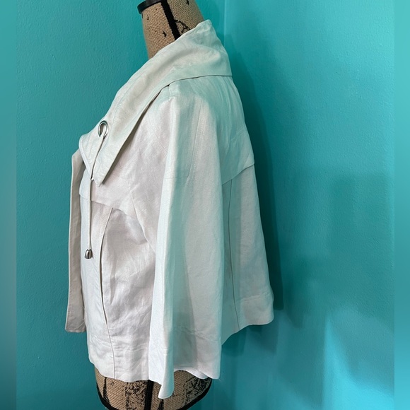 NWT Sandro 3/4 Length Sleeve Zippered Jacket with Tie Collar - Picture 3 of 7